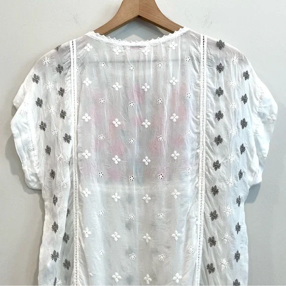 Johnny Was Colorful Floral Eyelet Embroidered Top - Picture 9 of 11